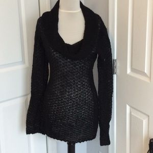 New Guess Long Black Cowl Neck Sweater